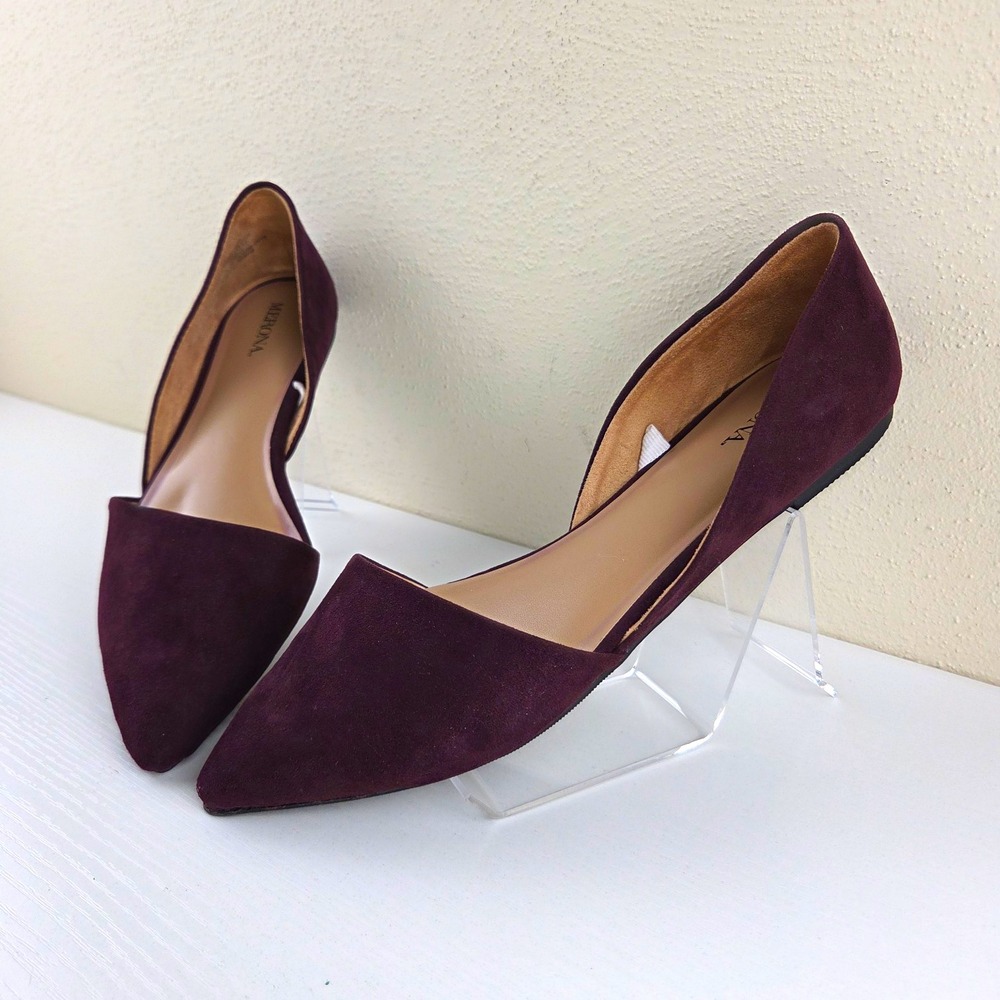 Merona Women's Burgundy Pointed Toe Slip On D'Orsay Flats Shoes Size 7.5